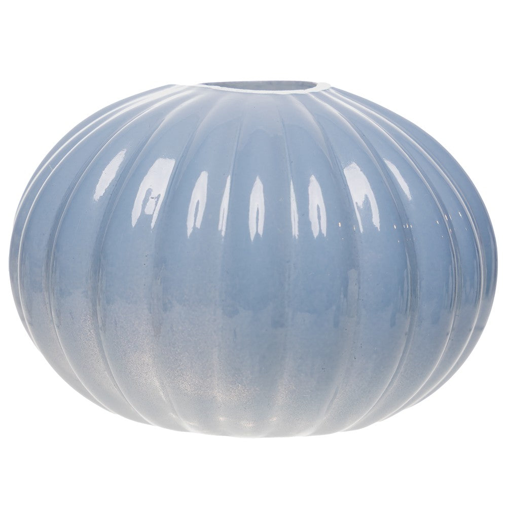 Vaso Esférico 8cm x 5,5cm Azul Leitoso Vidro - Wolff