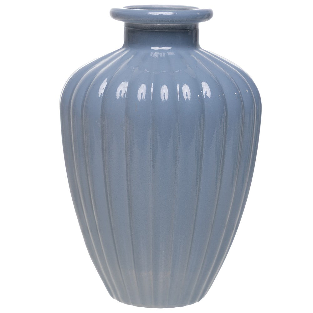 Vaso Esférico 11cm x 7cm Azul Leitoso Vidro - Wolff