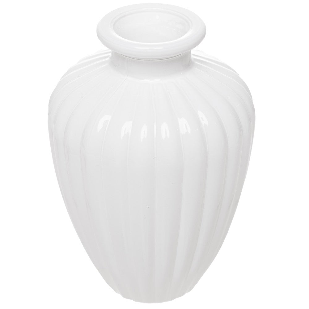 Vaso Esférico 11cm x 7cm Branco Leitoso Vidro - Wolff