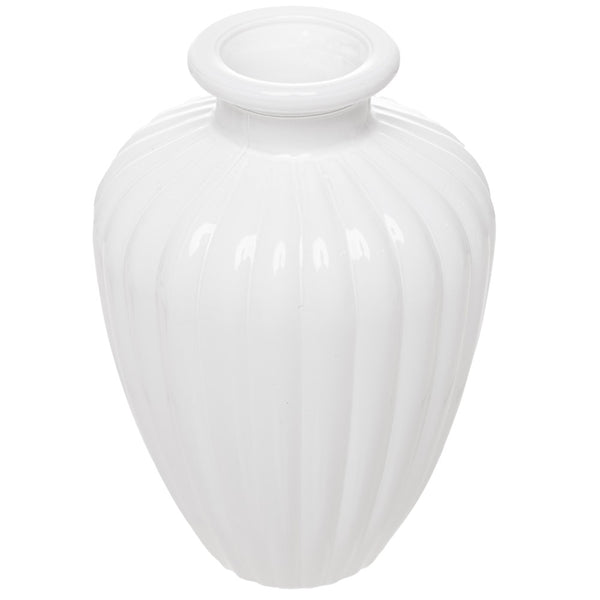 Vaso Esférico 11cm x 7cm Branco Leitoso Vidro - Wolff