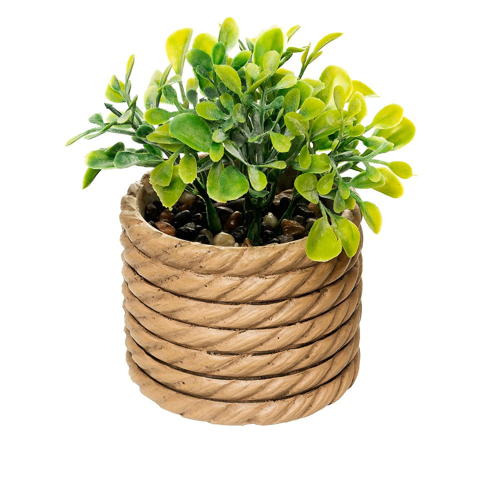 Cachepot com Planta Artificial Eucalyptus 7,5cm x 7,5cm x 11cm Natural  Cimento - Wolff