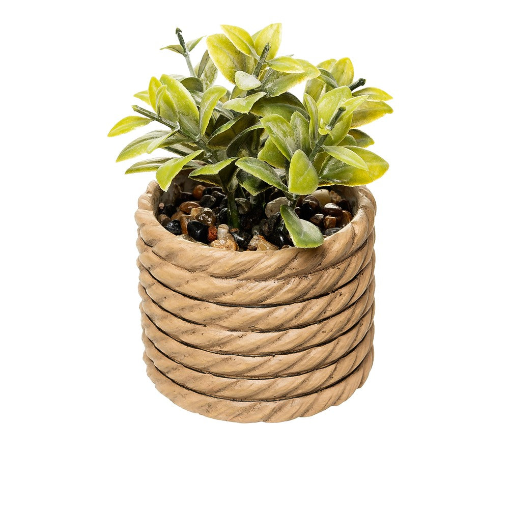 Cachepot com Planta Artificial Tea Leaf 7,5cm x 7,5cm x 11cm Natural Cimento - Wolff