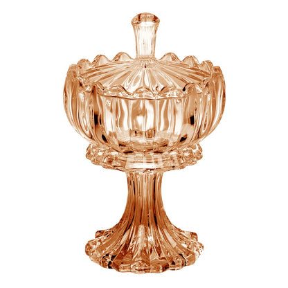 Potiche Decorativo com Pé e Tampa Geneva 10,5cm x 18cm Âmbar Cristal - Wolff