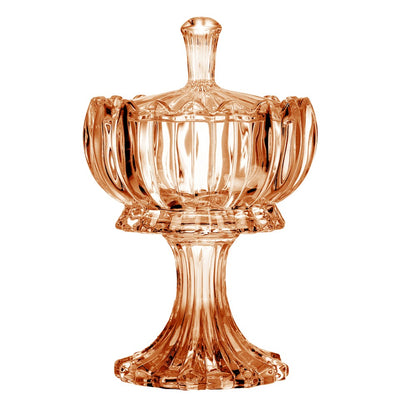 Potiche Decorativo com Pé e Tampa Geneva 10,5cm x 18cm Âmbar Cristal - Wolff