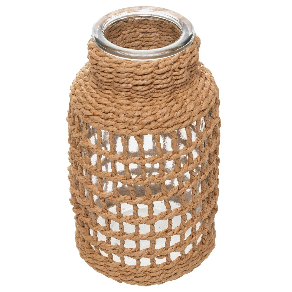 Vaso com Fibra Trançada 8,5cm x 16cm Vidro - Wolff