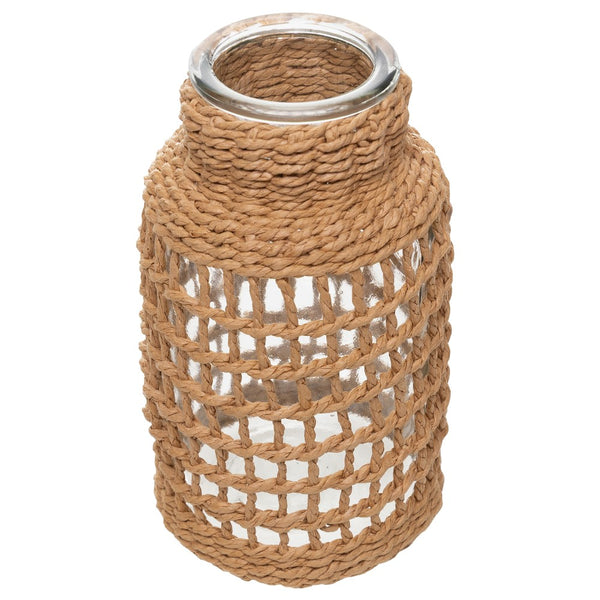 Vaso com Fibra Trançada 8,5cm x 16cm Vidro - Wolff
