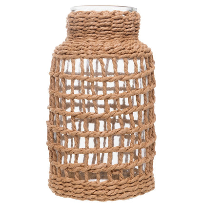 Vaso com Fibra Trançada 8,5cm x 16cm Vidro - Wolff