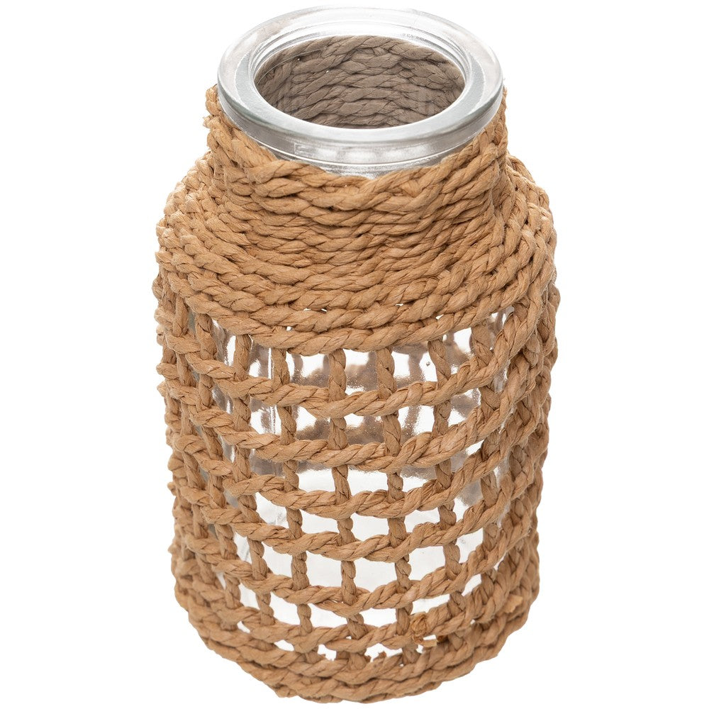 Vaso com Fibra Trançada 7cm x 12,5cm Vidro - Wolff