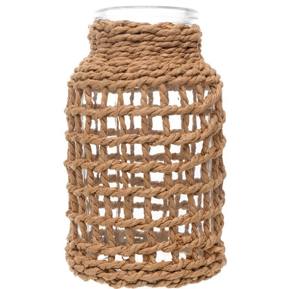 Vaso com Fibra Trançada 7cm x 12,5cm Vidro - Wolff