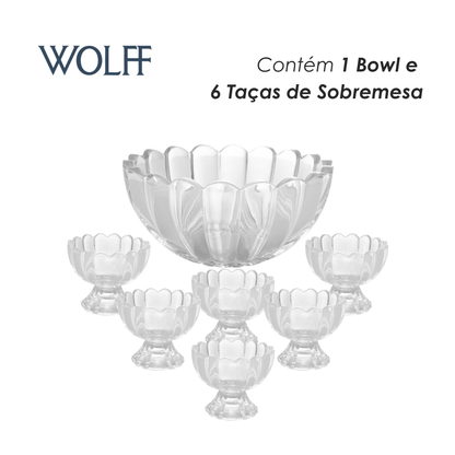 Conjunto 7 Peças Bowl com 6 Taças de Sobremesa Geneva 1,1L/125ml - Wolff