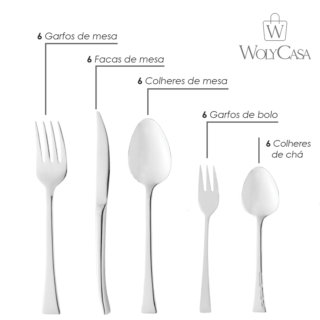 Faqueiro 30 Peças de Aço Inox Berna - Wolff