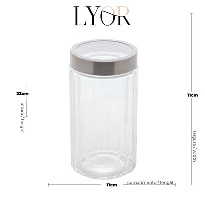 Pote de Vidro com Tampa de Aço Inox Sydney - Lyor