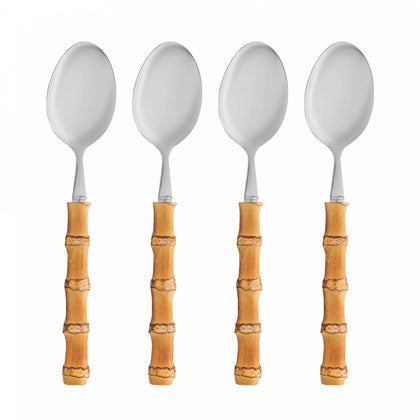 Conjunto 4 Colheres para Mesa de Aço Inox com Cabo de Bambu Tulum 20,5cm - Wolff