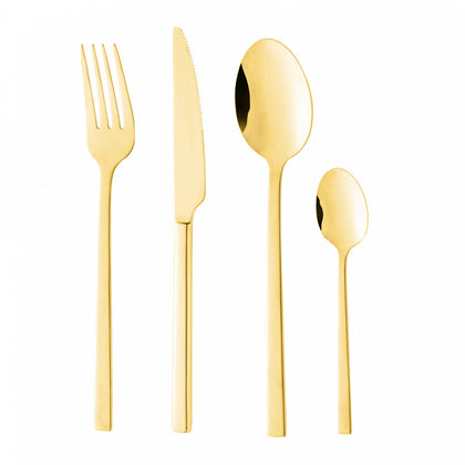 Faqueiro 24 Peças de Aço Inox Firenze Dourado - Wolff