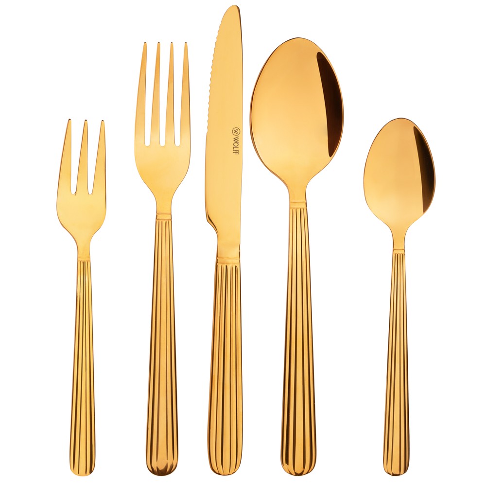 Faqueiro 30 Peças Manchester Dourado Aço Inox - Wolff