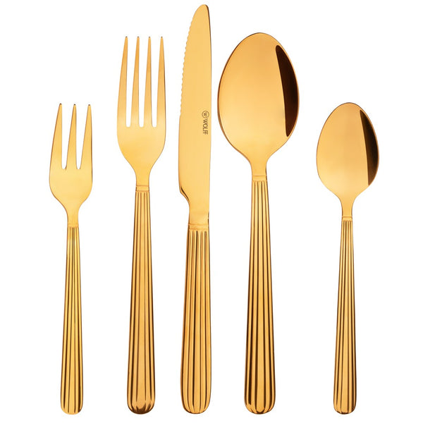 Faqueiro 30 Peças Manchester Dourado Aço Inox - Wolff
