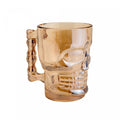 Caneca para Chopp e Cerveja de Vidro Caveira Rock Style Âmbar Metalizado 510ml - Lyor