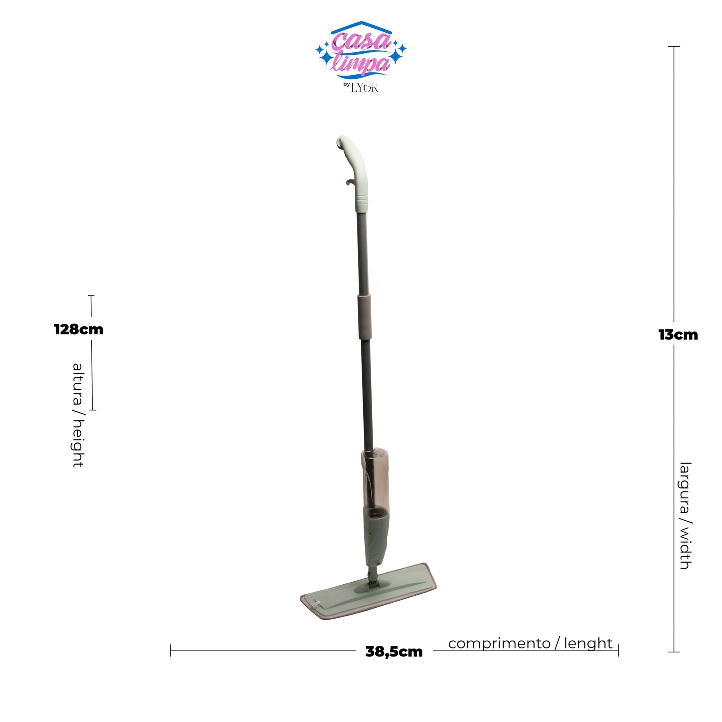 Mop Spray com Cabo Fixo e Reservatório de Água  - Lyor