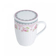 Caneca de Porcelana Super White com Tampa e Filtro Rose Rosa/Branca 340ml - Lyor