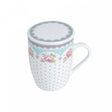Caneca de Porcelana Super White com Tampa e Filtro Amélia  Verde/Branca 340ml - Lyor