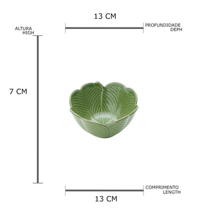 Centro de Mesa Decorativo de Cerâmica Banana Leaf Verde 13cm x 7cm Lyor