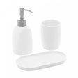 Conjunto 3 Peças para Banheiro de Cerâmica Londres Branco e Prata Lyor