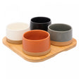 Conjunto 4 Petisqueiras com Bandeja de Bambu 22cm x 22cm x 5,5cm -Lyor