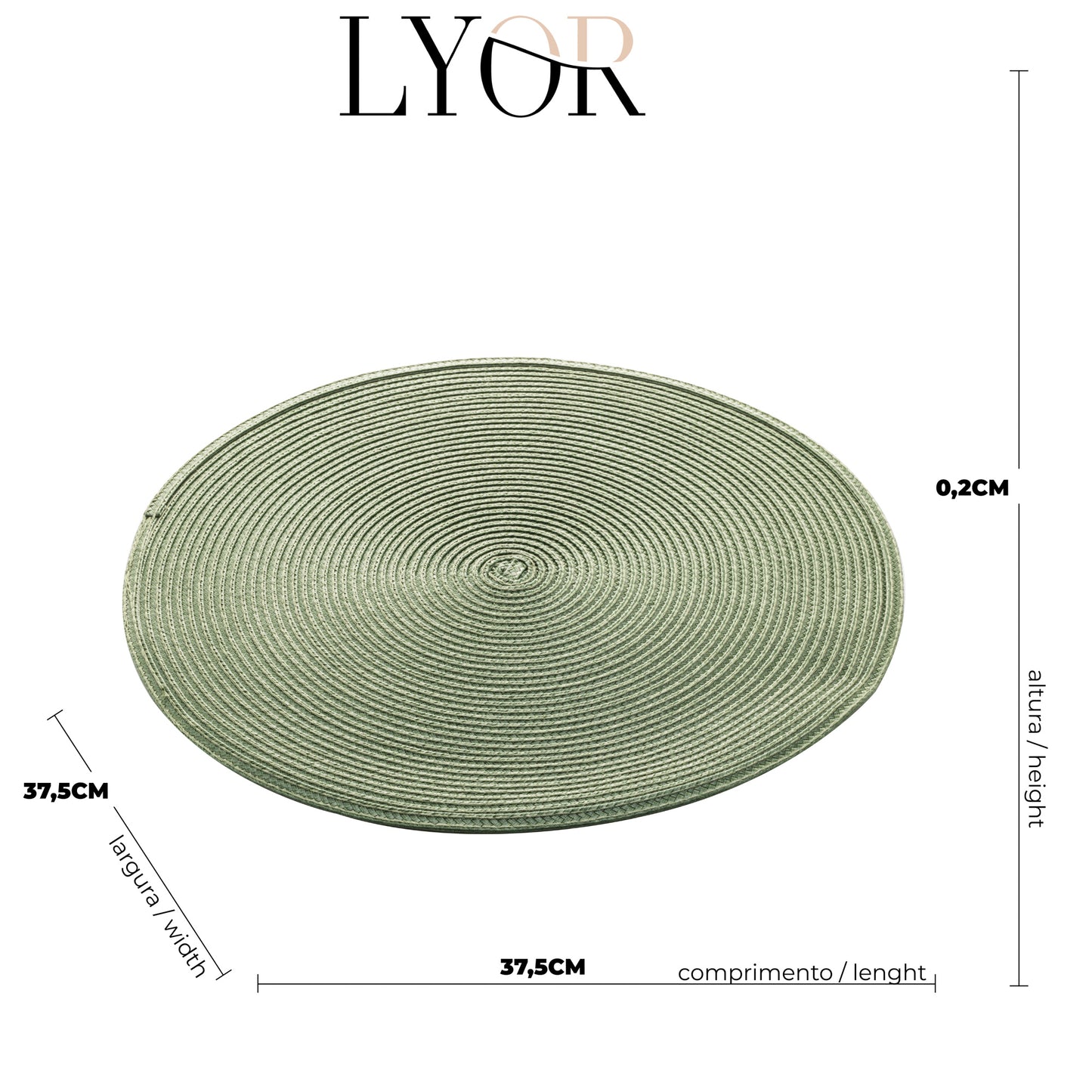 Lugar Americano de Polipropileno Fresno Espiral Verde 38cm  Lyor