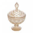 Potiche de Cristal com Pé Diamond Âmbar Metalizado 15cm x 23cm - Lyor.