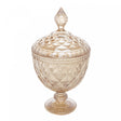 Potiche de Cristal com Pé Diamond Âmbar Metalizado 15cm x 28cm - Lyor