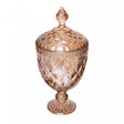 Potiche de Cristal com Pé Diamond Âmbar Metalizado 15cm x 32cm - Lyor