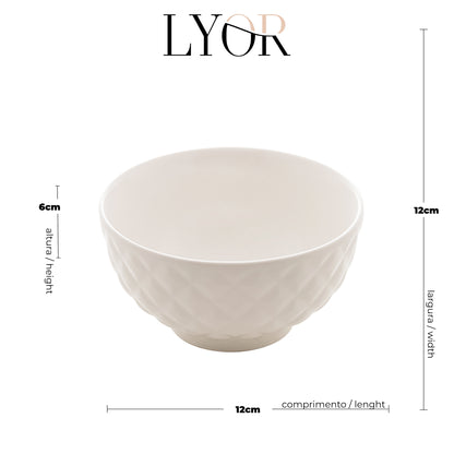 Bowl de Porcelana Diamond Branco 380ml - Lyor