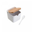 Saleiro de Mesa de Cerâmica com Tampa de Bambu - Lyor