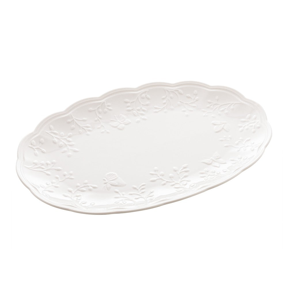 Travessa de Porcelana New Bone Butterfly Flower 36,5cm x 24cm x 3cm Lyor