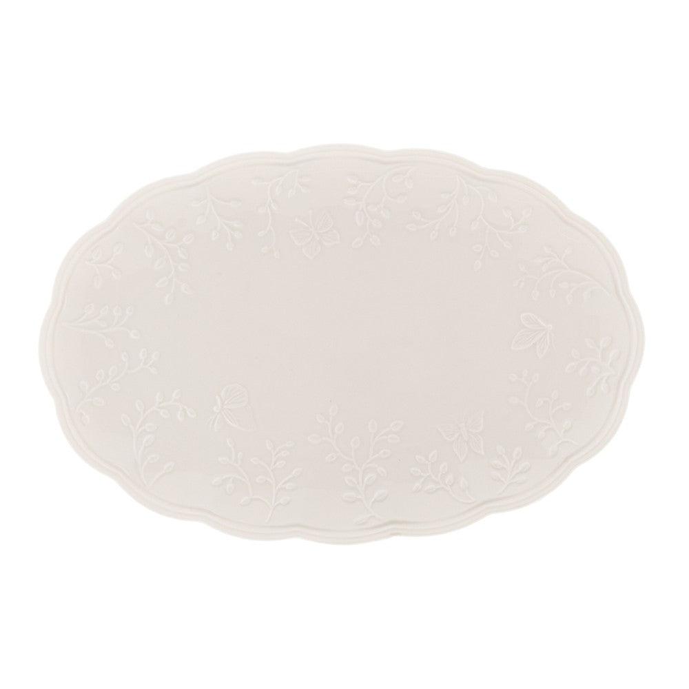 Travessa de Porcelana New Bone Butterfly Flower 36,5cm x 24cm x 3cm Lyor