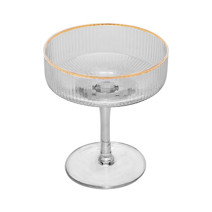 Taça de Vidro Coupe com Borda Dourada Lines 200ml - Wolff