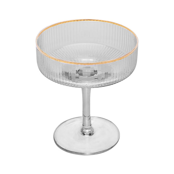 Taça de Vidro Coupe com Borda Dourada Lines 200ml - Wolff