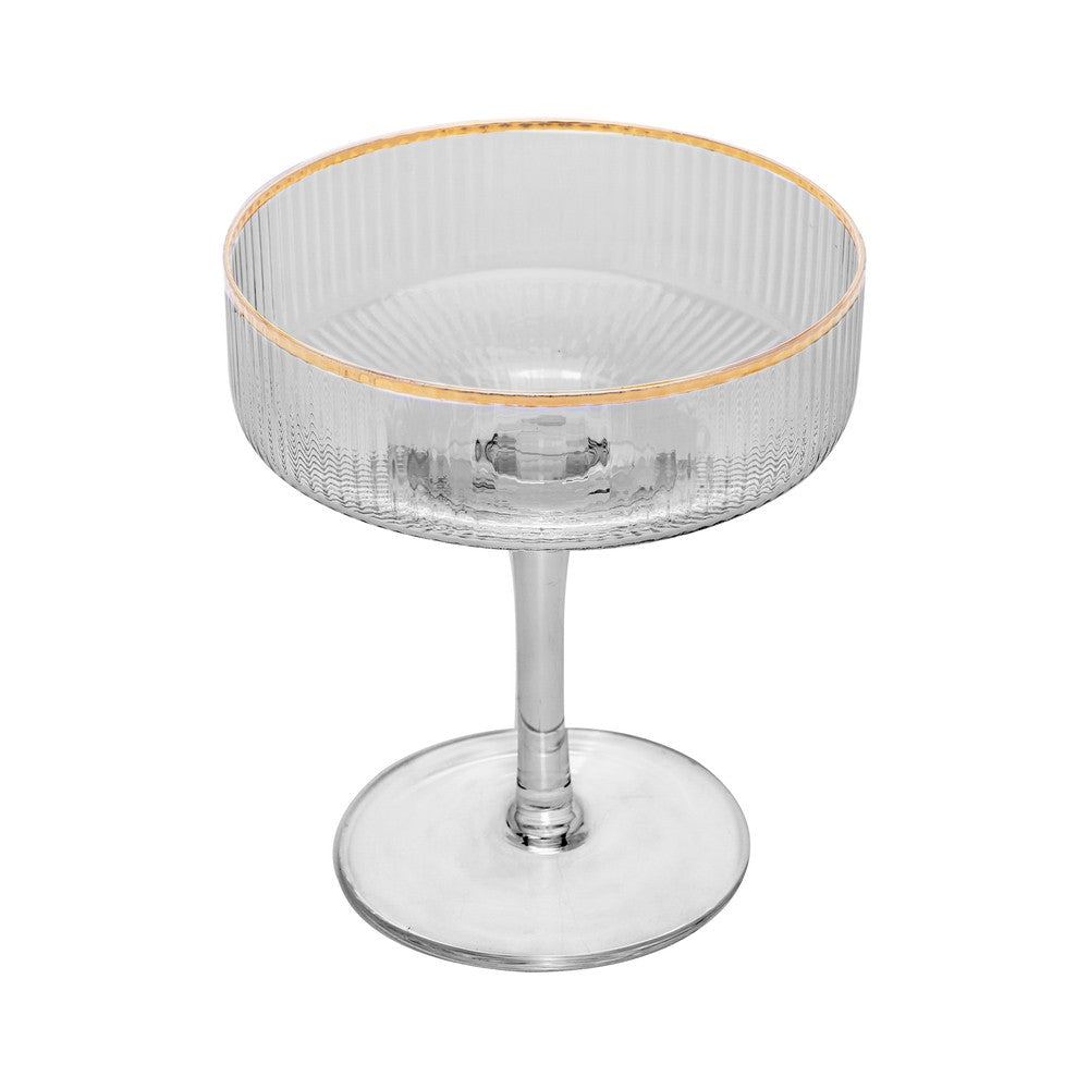 Taça de Vidro Coupe com Borda Dourada Lines 200ml - Wolff
