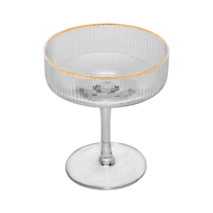 Taça de Vidro Coupe com Borda Dourada Lines 200ml - Wolff