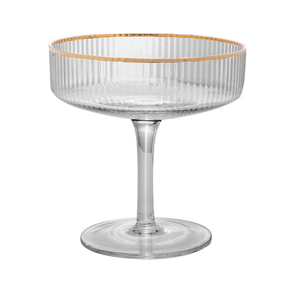 Taça de Vidro Coupe com Borda Dourada Lines 200ml - Wolff