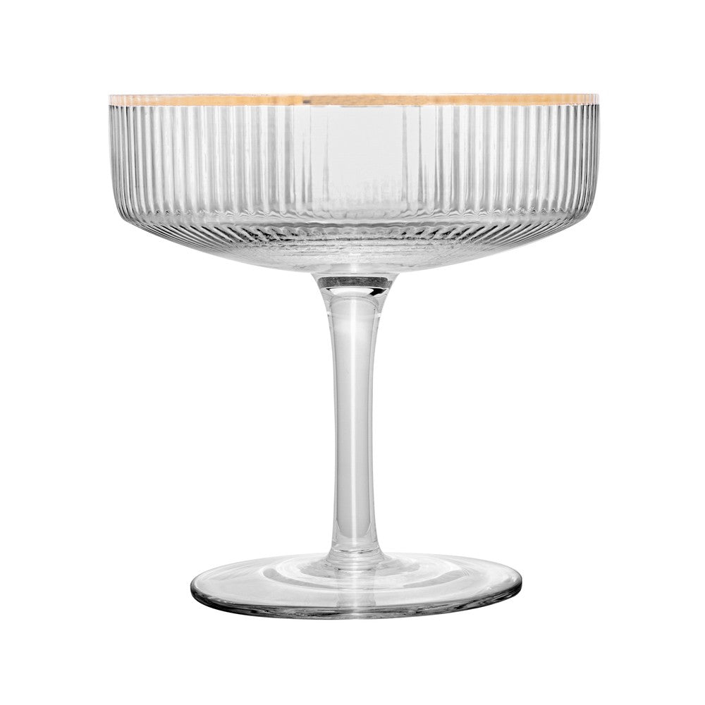 Taça de Vidro Coupe com Borda Dourada Lines 200ml - Wolff