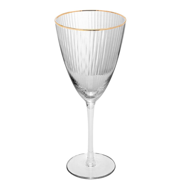 Taça de Vinho De Vidro Com Borda Dourada Lines 400Ml - Wolff