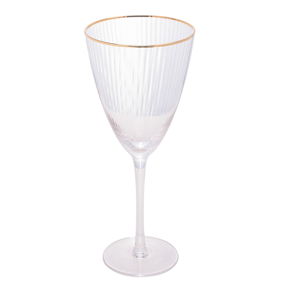 Taça de Vinho De Vidro Com Borda Dourada Lines 400Ml - Wolff