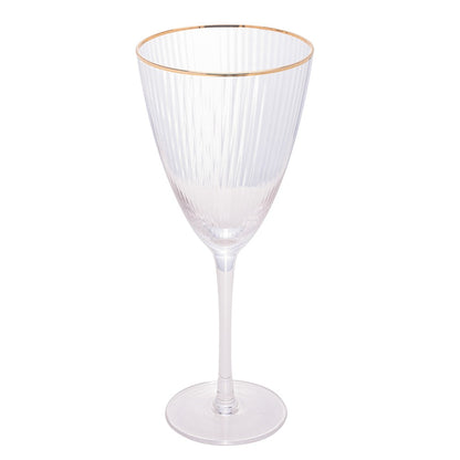 Taça de Vinho De Vidro Com Borda Dourada Lines 400Ml - Wolff