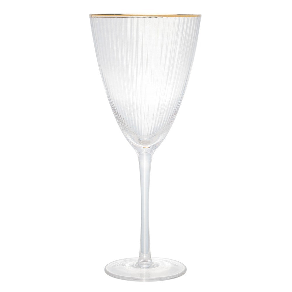 Taça de Vinho De Vidro Com Borda Dourada Lines 400Ml - Wolff