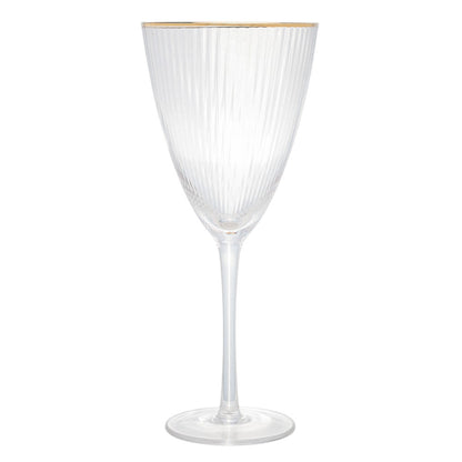 Taça de Vinho De Vidro Com Borda Dourada Lines 400Ml - Wolff