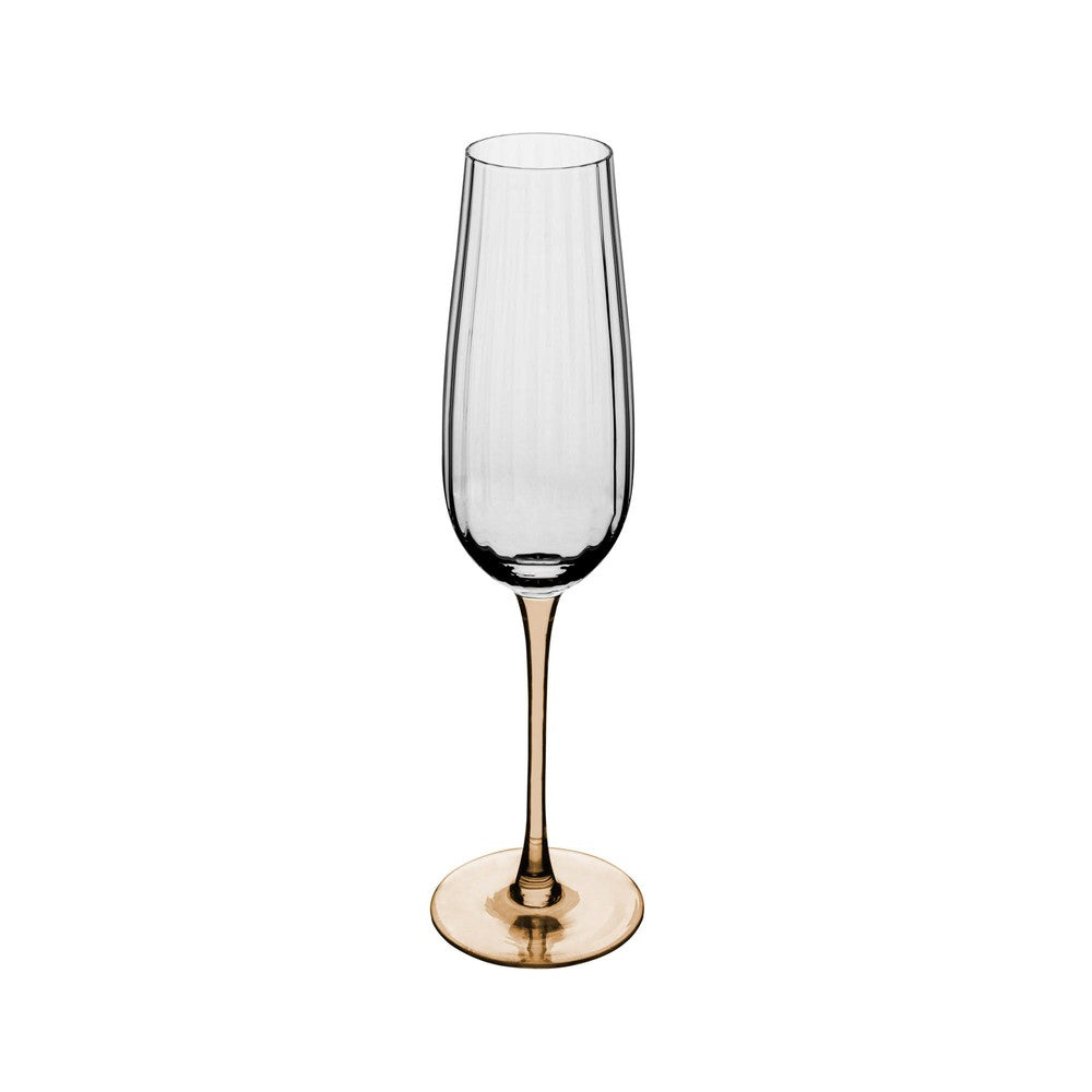 Taça de Champagne De Vidro Com Haste Âmbar Classic 230Ml - Wolff