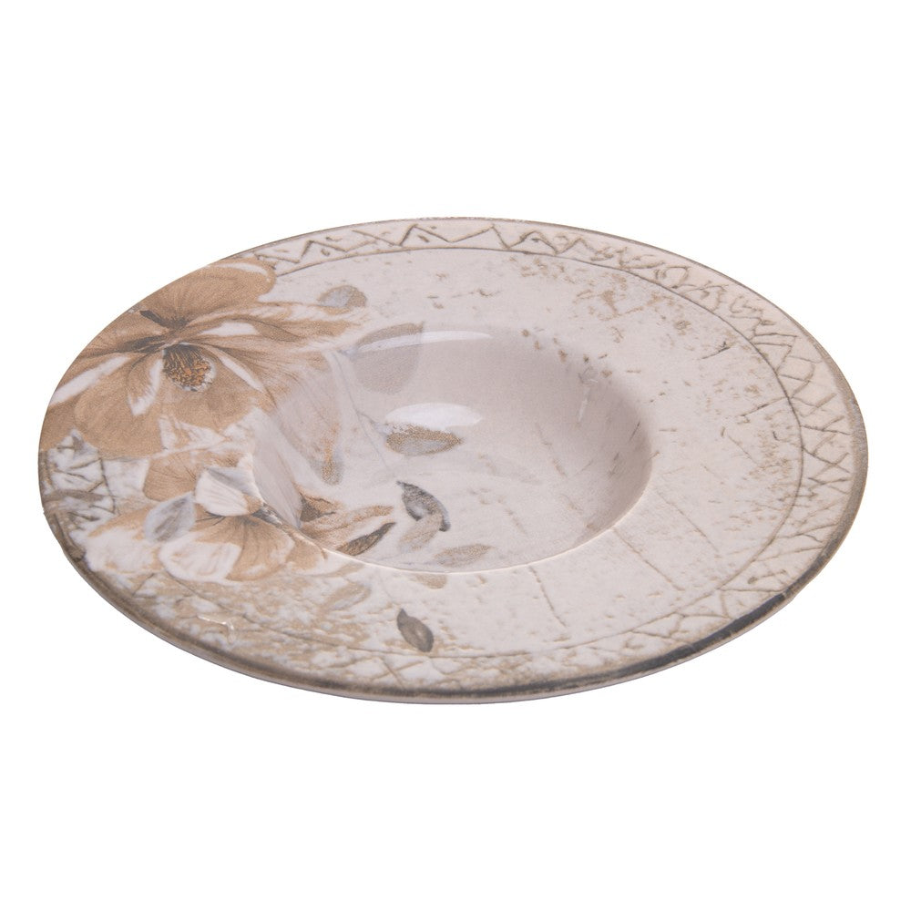 Conjunto 6 Pratos para Risoto Magnólia 28cm Bege Cerâmica AM - Wolff