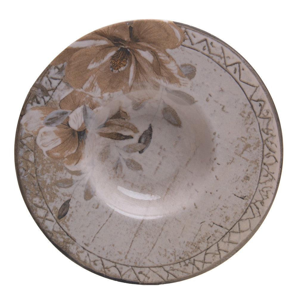 Conjunto 6 Pratos para Risoto Magnólia 28cm Bege Cerâmica AM - Wolff