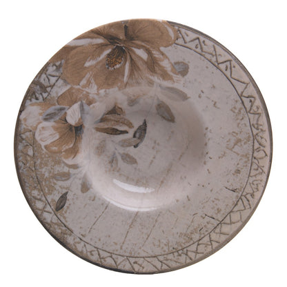 Conjunto 6 Pratos para Risoto Magnólia 28cm Bege Cerâmica AM - Wolff